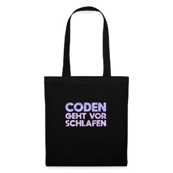 Coden Geht Vor Schlafen - Stoffbeutel - Schwarz - Vorne