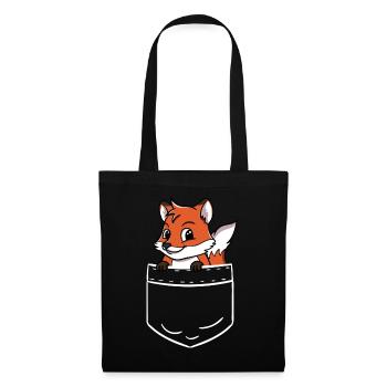 Fuchs Wald Wildtier Tasche Tasche - Stoffbeutel - Schwarz - Vorne