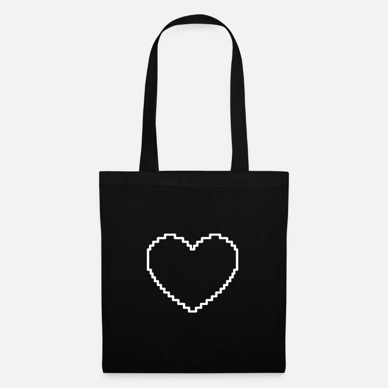 Retro Pixel Heart - Tote Bag - black