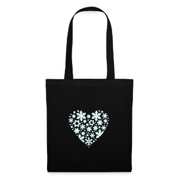 flocons de neige étoiles coeur - Sac en tissu - noir - Devant