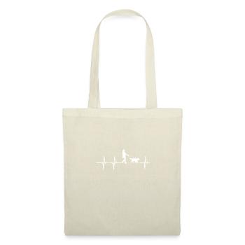 Chien promenade cardiaque battement de coeur cadeau - Sac en tissu - nature - Devant