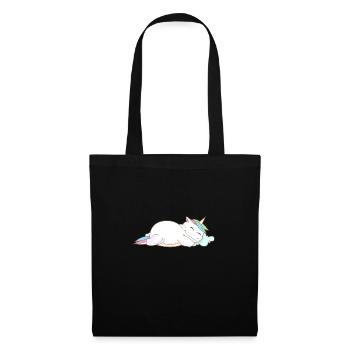 Einhorn Schlafen Müde Kopfkissen Chillen Geschenk - Stoffbeutel - Schwarz - Vorne
