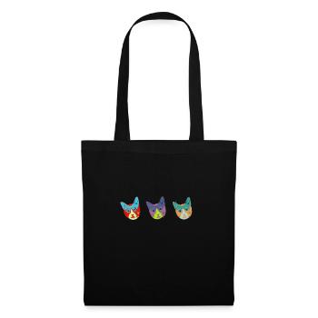 Visages de chat,3 chats,Warhol, Tête de chat,Chat - Sac en tissu - noir - Devant