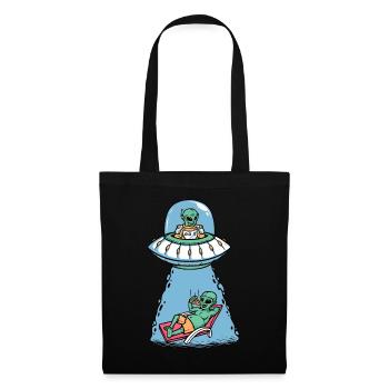 Alien eating pizza - Tote Bag - black - Front