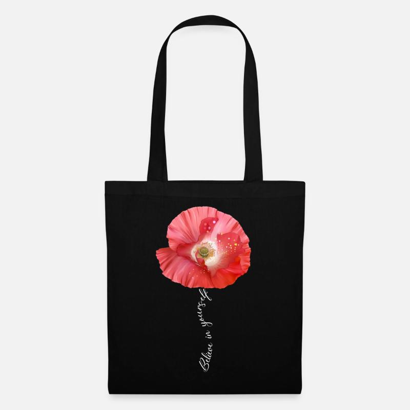 Roter Mohn Garten Blumen - Stoffbeutel - Schwarz