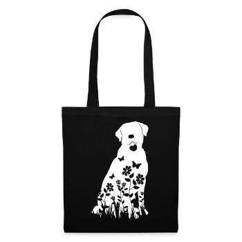 Labrador Blumenmuster Silhouette Hund Lover Geschenk - Stoffbeutel - Schwarz - Vorne