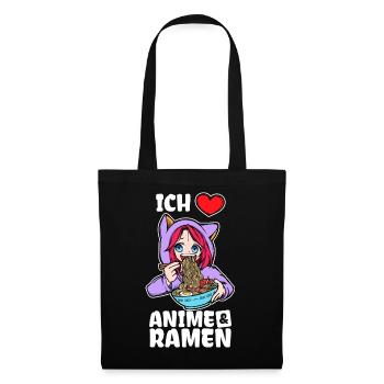 Ich Liebe Anime Ramen Herz Statement Manga - Stoffbeutel - Schwarz - Vorne