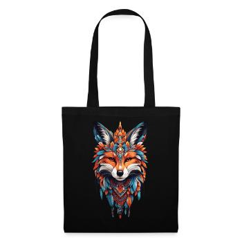 Fuchs Mandala Yoga Zen Spiritualität Meditation - Stoffbeutel - Schwarz - Vorne