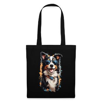 Border Collie Popart Style chien oeuvre - Sac en tissu - noir - Devant