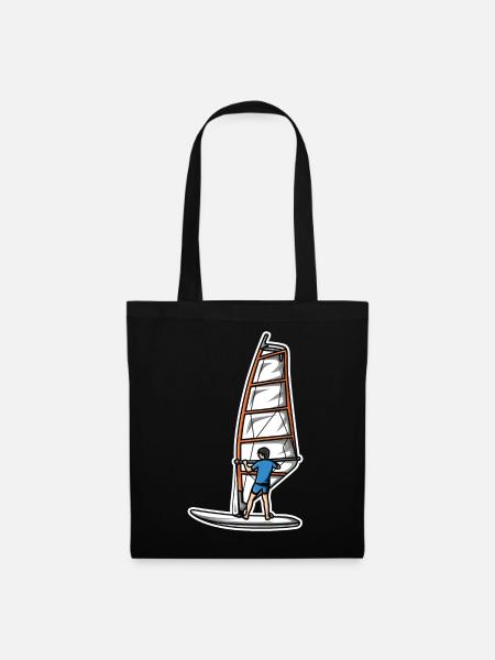 Lustiger Windsurfer Junge - Stoffbeutel - Schwarz