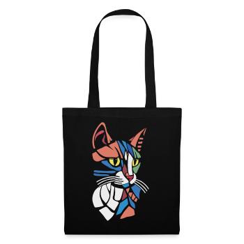 Abstract Geometric Cat Lover - Tote Bag - black - Front