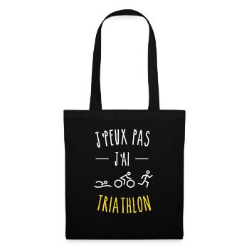 j peux pas j ai triathlon jaune sport humour - Sac en tissu - noir - Devant