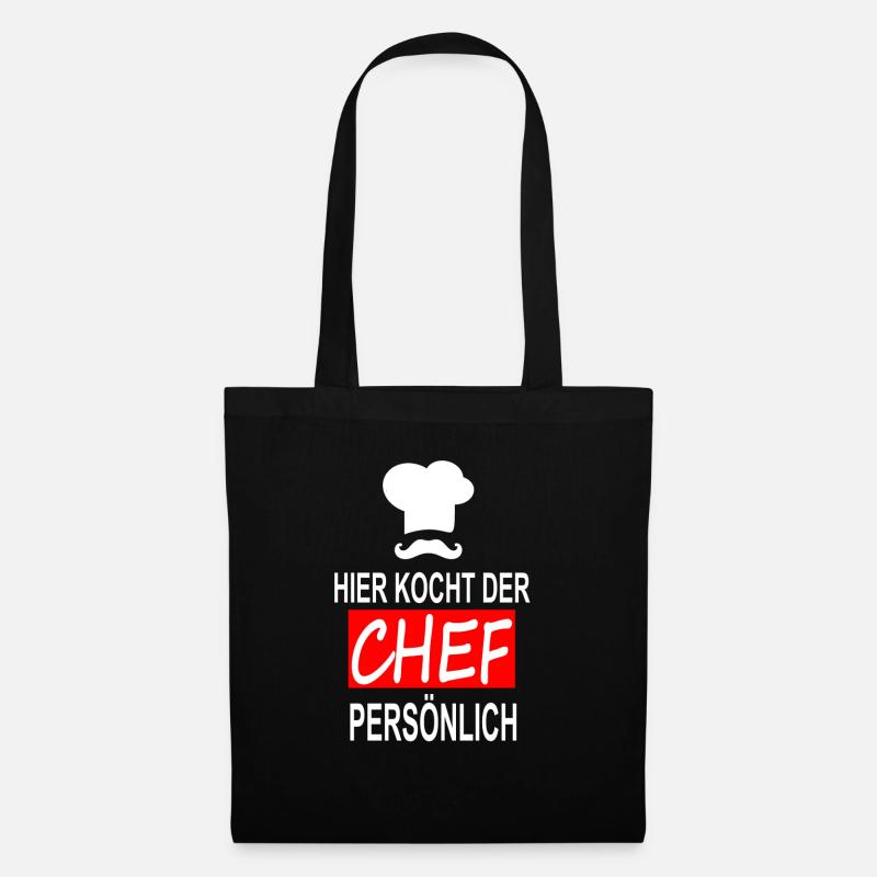 HIER KOCHT DER CHEF PERSÖNLICH - Stoffbeutel - Schwarz