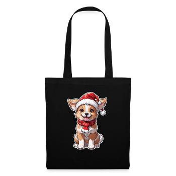 Dog with Christmas Hat - Tote Bag - black - Front