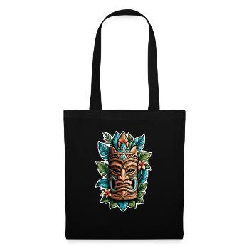tiki beach - statue polynèsie - Sac en tissu - noir - Devant