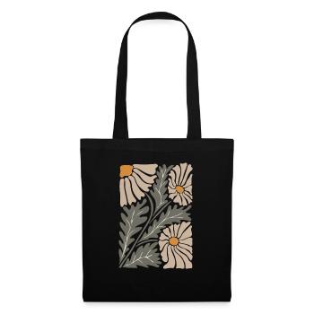 Retro Groovy Blumen - Stoffbeutel - Schwarz - Vorne