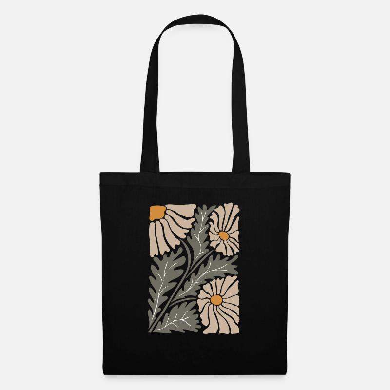 Retro Groovy Blumen - Stoffbeutel - Schwarz