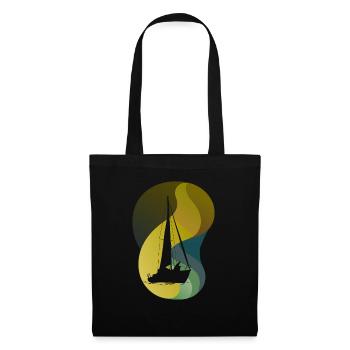 voilier bateau yacht - Sac en tissu - noir - Devant