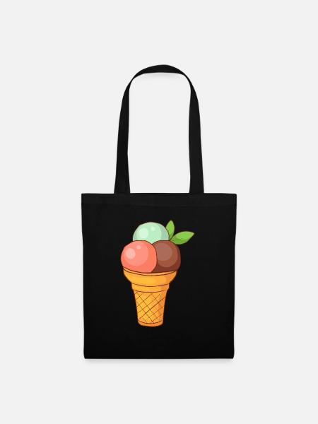 Eis Speiseeis Eiskrem Eiscreme Kugeleis Eisbecher - Stoffbeutel - Schwarz