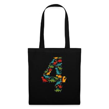 4ème anniversaire Dino Enfant - Sac en tissu - noir - Devant