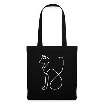 one line Katze - Stoffbeutel - Schwarz - Vorne