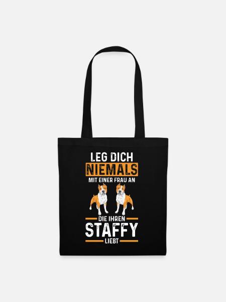 Hund Staffy - Stoffbeutel - Schwarz