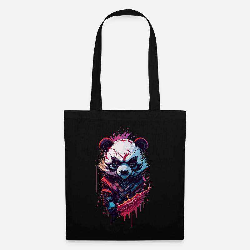 Panda Ninja düster Fantasy böse - Stoffbeutel - Schwarz