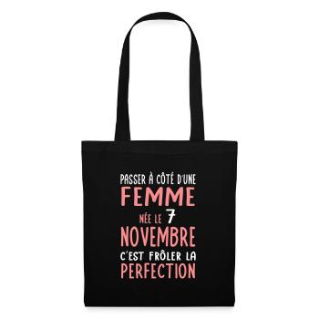 Anniversaire - Née 7 Novembre Frôler perfection - Sac en tissu - noir - Devant
