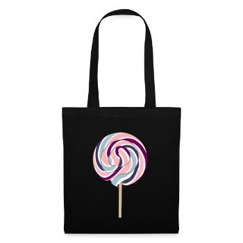Pastell Lolli mit Stiel - Stoffbeutel - Schwarz - Vorne