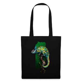 Colorful Camouflage: Chameleon on a Branch - Tote Bag - black - Front