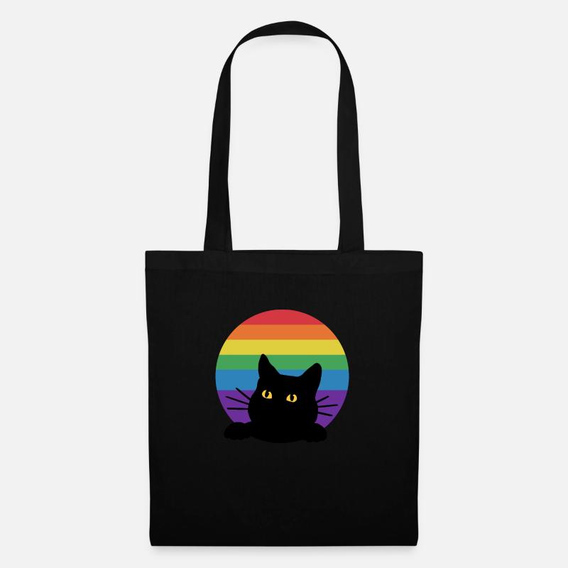 Rainbow cat - Tote Bag - black