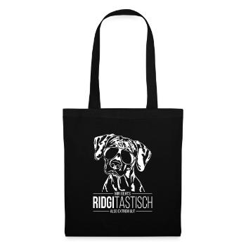 RIDGITASTISCH Rhodesian Ridgeback Spruch Wilsigns - Stoffbeutel - Schwarz - Vorne