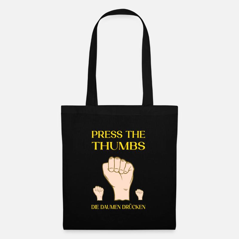 Press the thumbs. Die Daumen drücken - Stoffbeutel - Schwarz