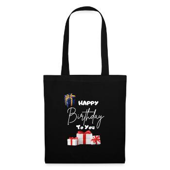 Happy Birthday to you-mit Geschenken - Stoffbeutel - Schwarz - Vorne