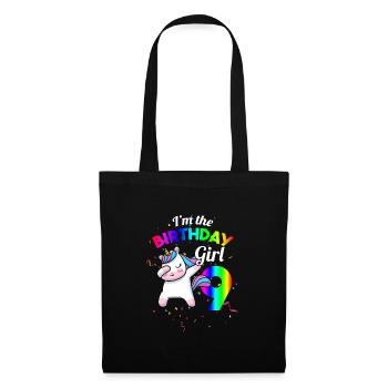 Geburtstag Mädchen 9.Geburtstag Einhorn Geschenk - Stoffbeutel - Schwarz - Vorne