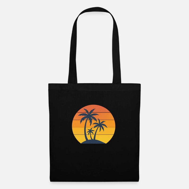 Retro Palm Sunset – Sommer-Vibes - Stoffbeutel - Schwarz