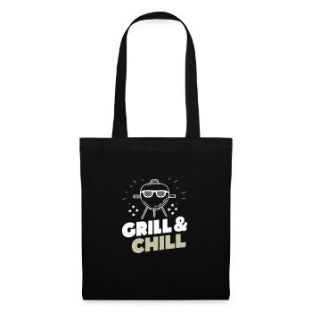 Grill & Chill Camping Zelten Wandern Lustig - Stoffbeutel - Schwarz - Vorne