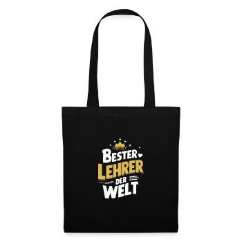 Bester Lehrer Welt Dankeschön Präsent - Stoffbeutel - Schwarz - Vorne