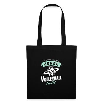 Junge, der Volleyball, lustig, Planet liebt - Stoffbeutel - Schwarz - Vorne