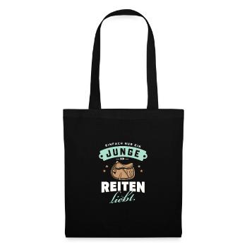 Junge Reiter Liebe Pferd Hobby Freude Idee - Stoffbeutel - Schwarz - Vorne