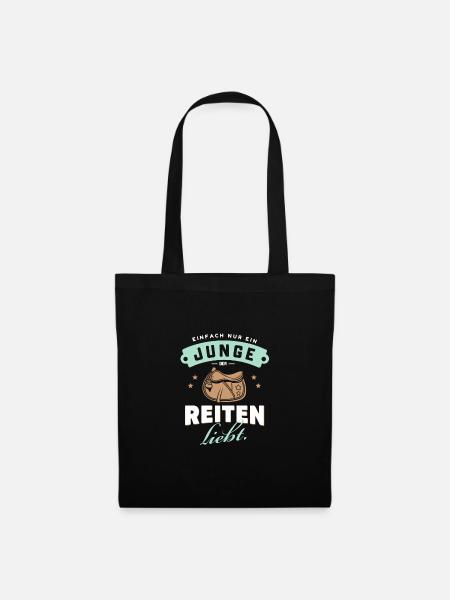 Junge Reiter Liebe Pferd Hobby Freude Idee - Stoffbeutel - Schwarz
