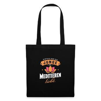 Junge Meditiert Ruhe Achtsamkeit Zen Geschenk - Stoffbeutel - Schwarz - Vorne