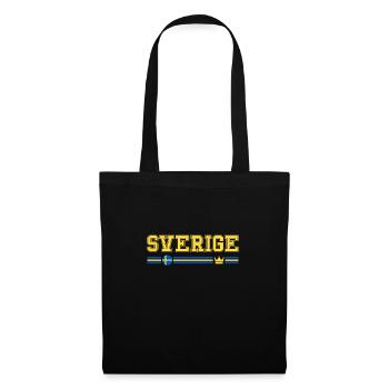 SVERIGE drapeau et emblème de la Suède. Supporters - Sac en tissu - noir - Devant