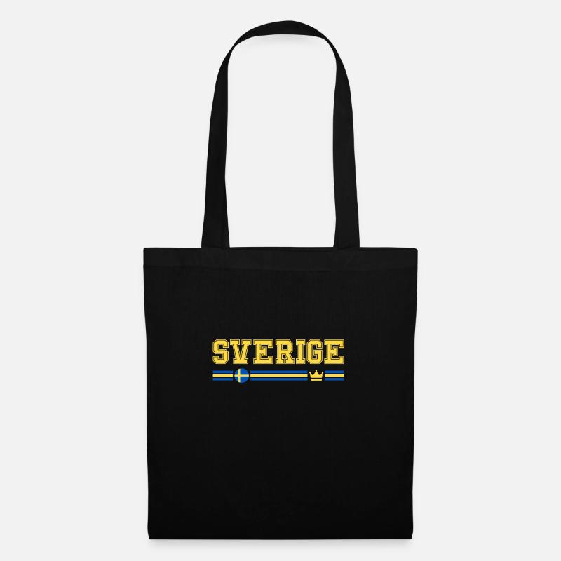 SVERIGE Flagge und Emblem Schwedens. Anhängerschaft - Stoffbeutel - Schwarz
