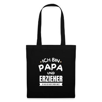 Ich bin Papa und Erzieher Lustig Vater Geschenk - Stoffbeutel - Schwarz - Vorne
