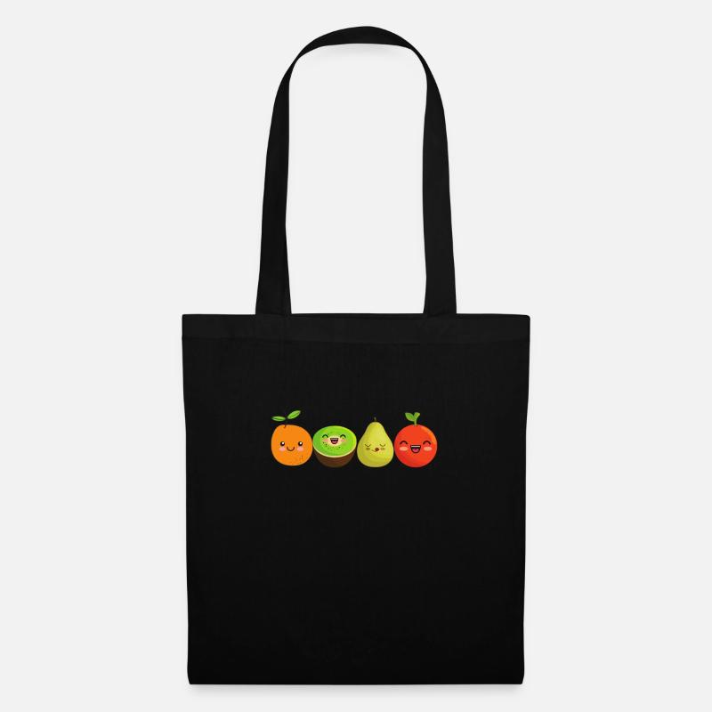 Funny fruit in a row - Tote Bag - black
