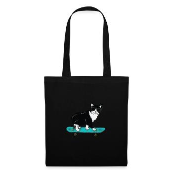 Funny Cat Skateboarding - Sac en tissu - noir - Devant