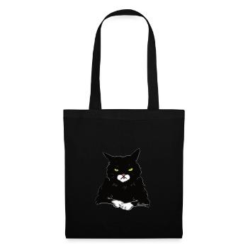 Die motzige Katze weiß umrandet - Stoffbeutel - Schwarz - Vorne