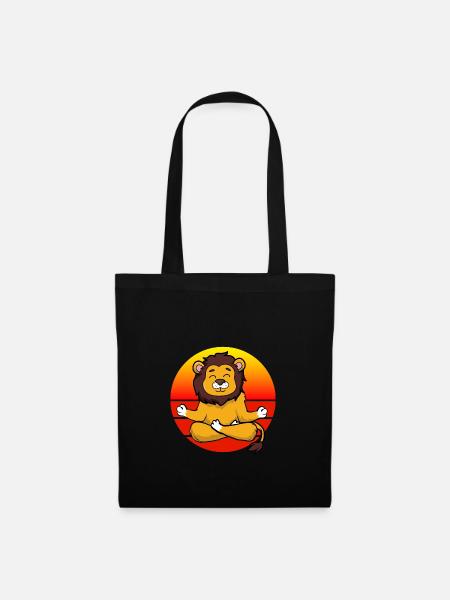 Yoga Löwe, Meditation Yoga für Kinder und Eltern - Stoffbeutel - Schwarz