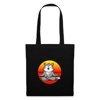 Yoga Wolf, Meditation Yoga für Kinder und Eltern - Stoffbeutel - Schwarz - Vorne